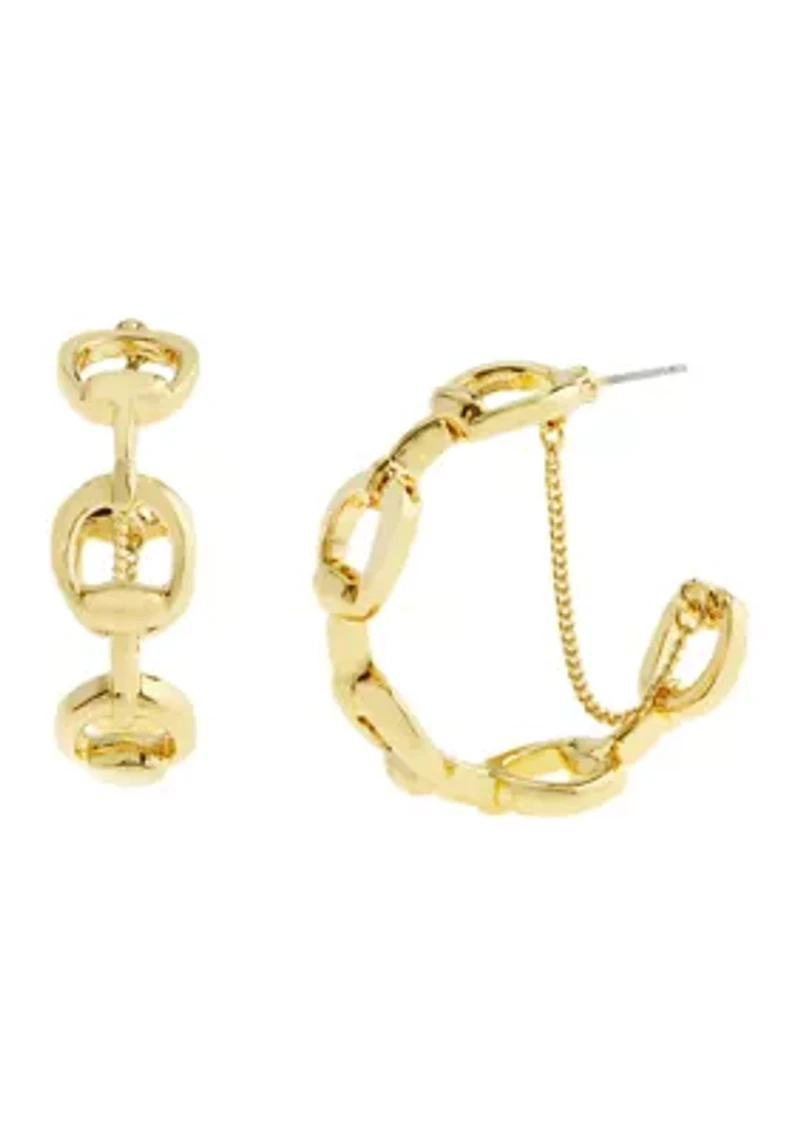 Collegiate C Link Chain Hoop Earrings