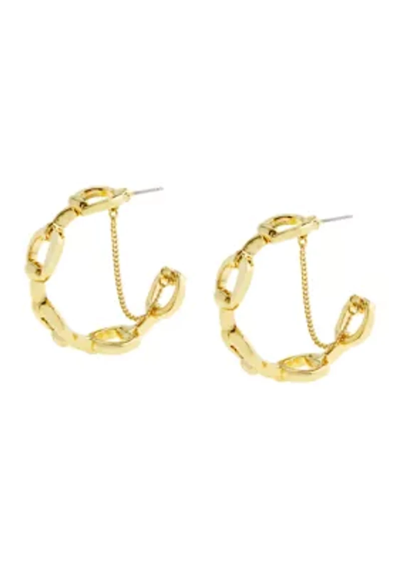 Collegiate C Link Chain Hoop Earrings