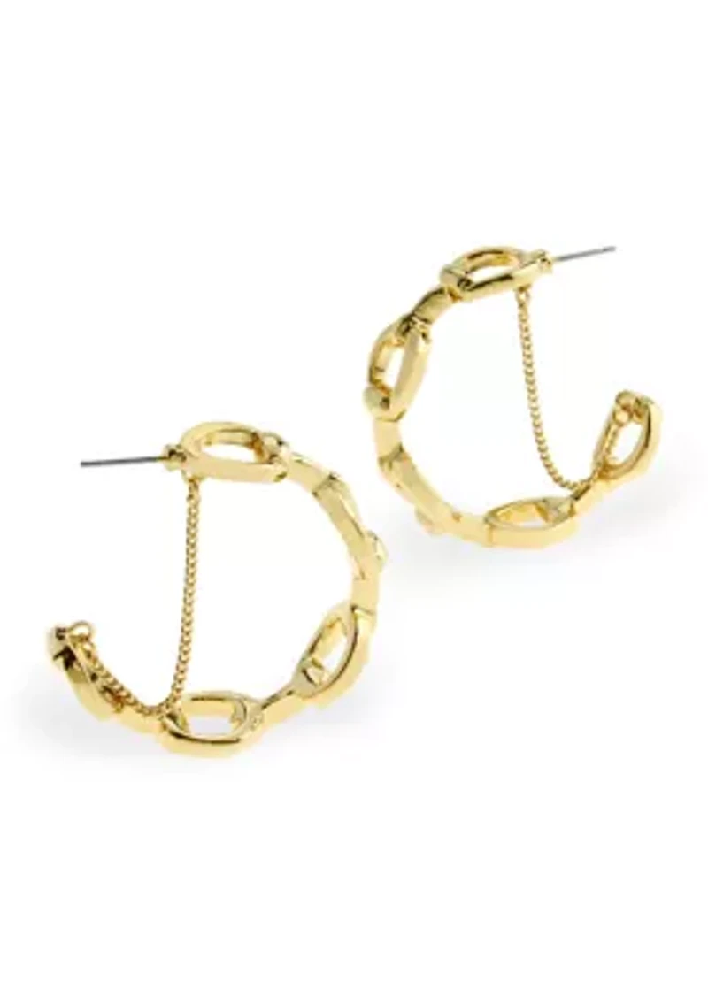 Collegiate C Link Chain Hoop Earrings