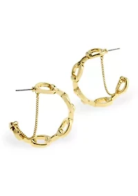 Collegiate C Link Chain Hoop Earrings