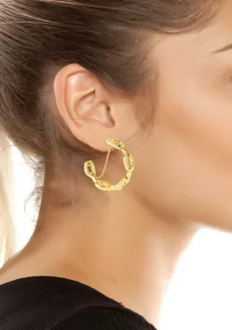 Collegiate C Link Chain Hoop Earrings