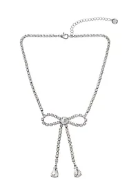 Rhinestone Bow Statement Necklace