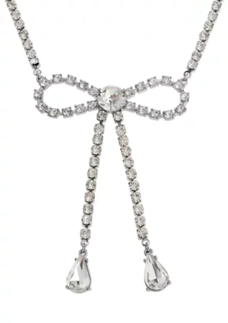 Rhinestone Bow Statement Necklace