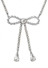 Rhinestone Bow Statement Necklace