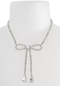 Rhinestone Bow Statement Necklace
