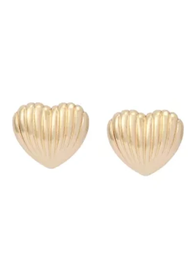 Fluted Heart Stud Earrings