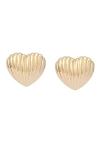 Fluted Heart Stud Earrings