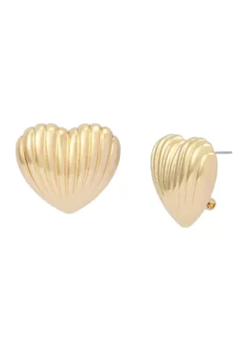 Fluted Heart Stud Earrings