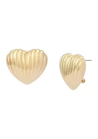 Fluted Heart Stud Earrings