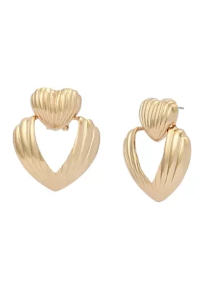 Fluted Heart Drop Earrings