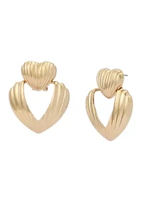 Fluted Heart Drop Earrings