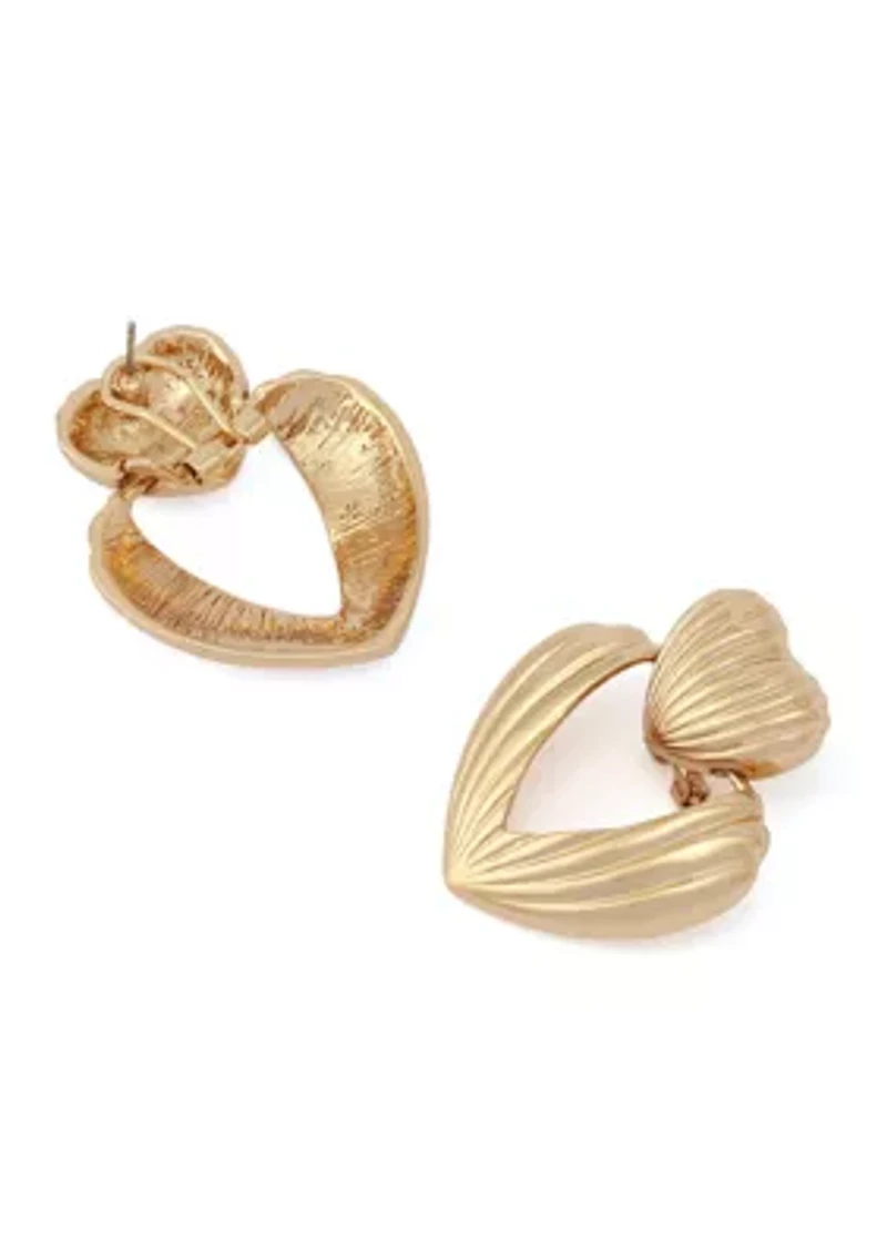 Fluted Heart Drop Earrings