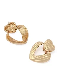 Fluted Heart Drop Earrings