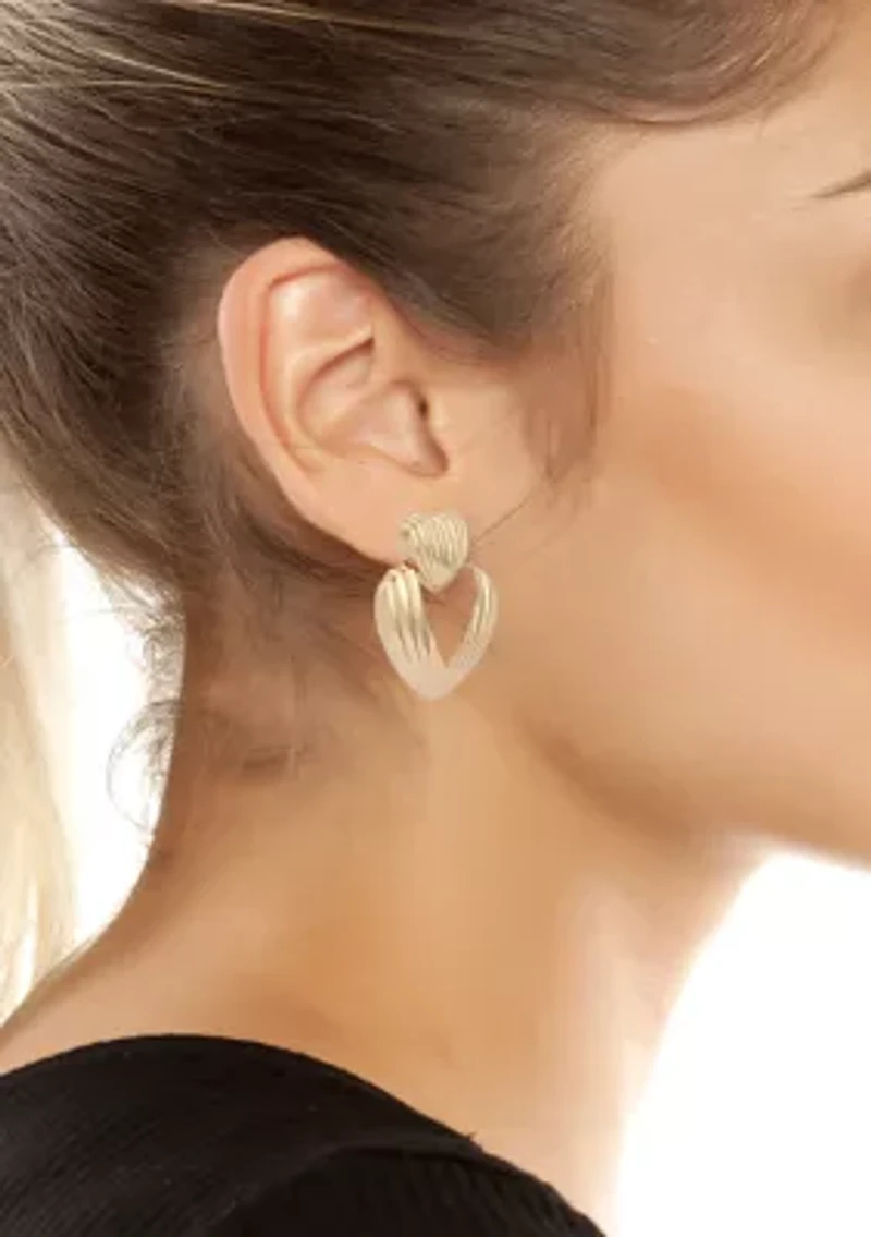 Fluted Heart Drop Earrings