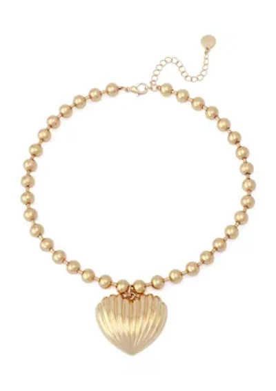 Fluted Heart Pendant Necklace