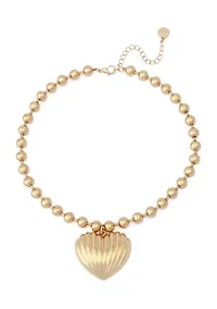 Fluted Heart Pendant Necklace