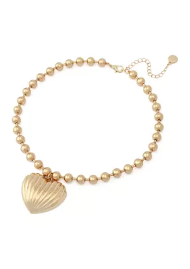 Fluted Heart Pendant Necklace