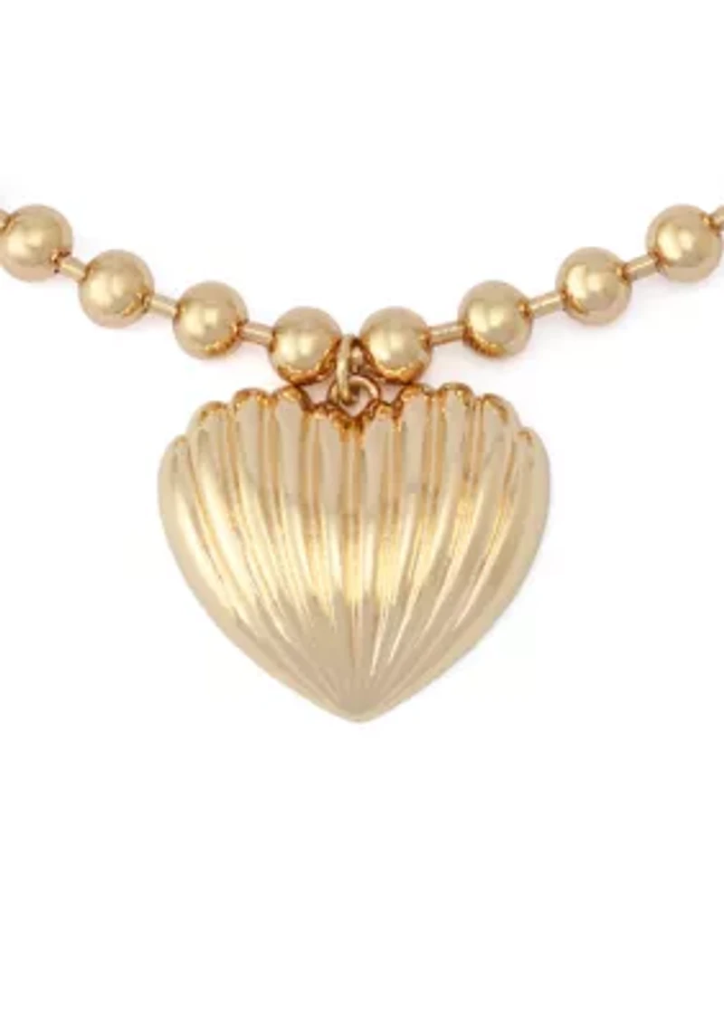 Fluted Heart Pendant Necklace