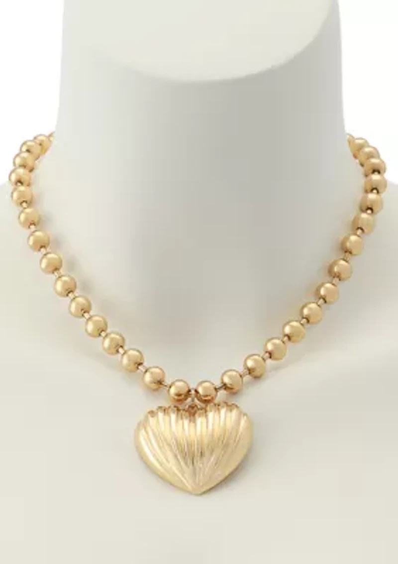 Fluted Heart Pendant Necklace