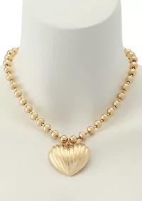 Fluted Heart Pendant Necklace