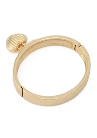 Fluted Heart Charm Bangle Bracelet