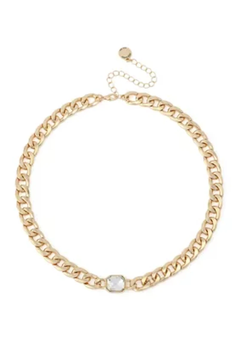 Crystal Stone Chain Collar Necklace
