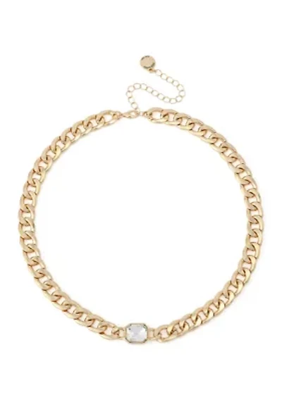 Crystal Stone Chain Collar Necklace