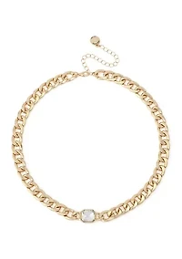 Crystal Stone Chain Collar Necklace