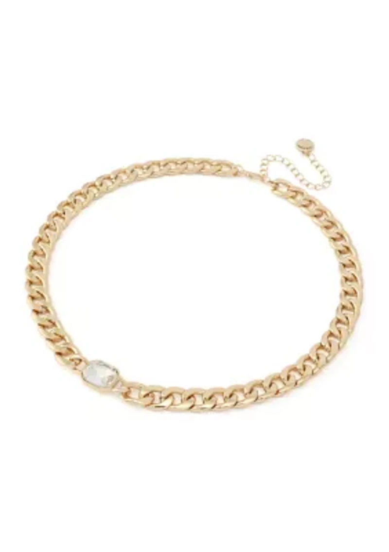 Crystal Stone Chain Collar Necklace