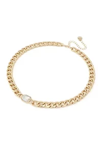 Crystal Stone Chain Collar Necklace