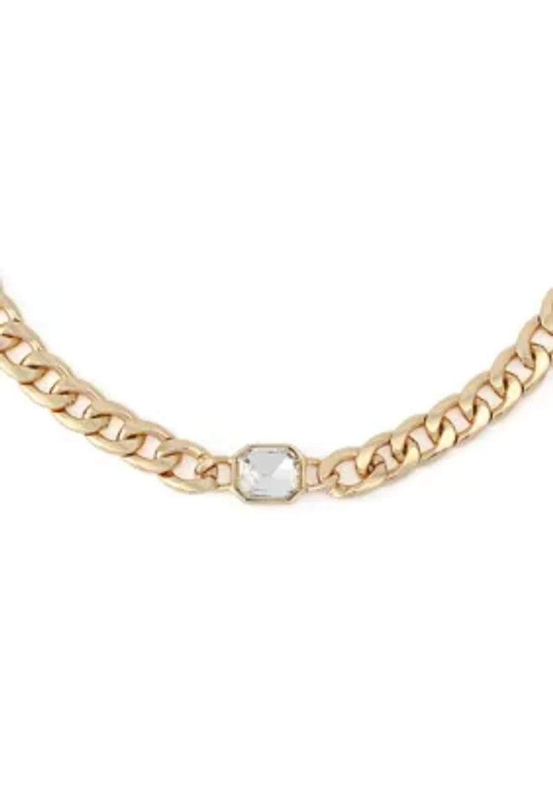 Crystal Stone Chain Collar Necklace