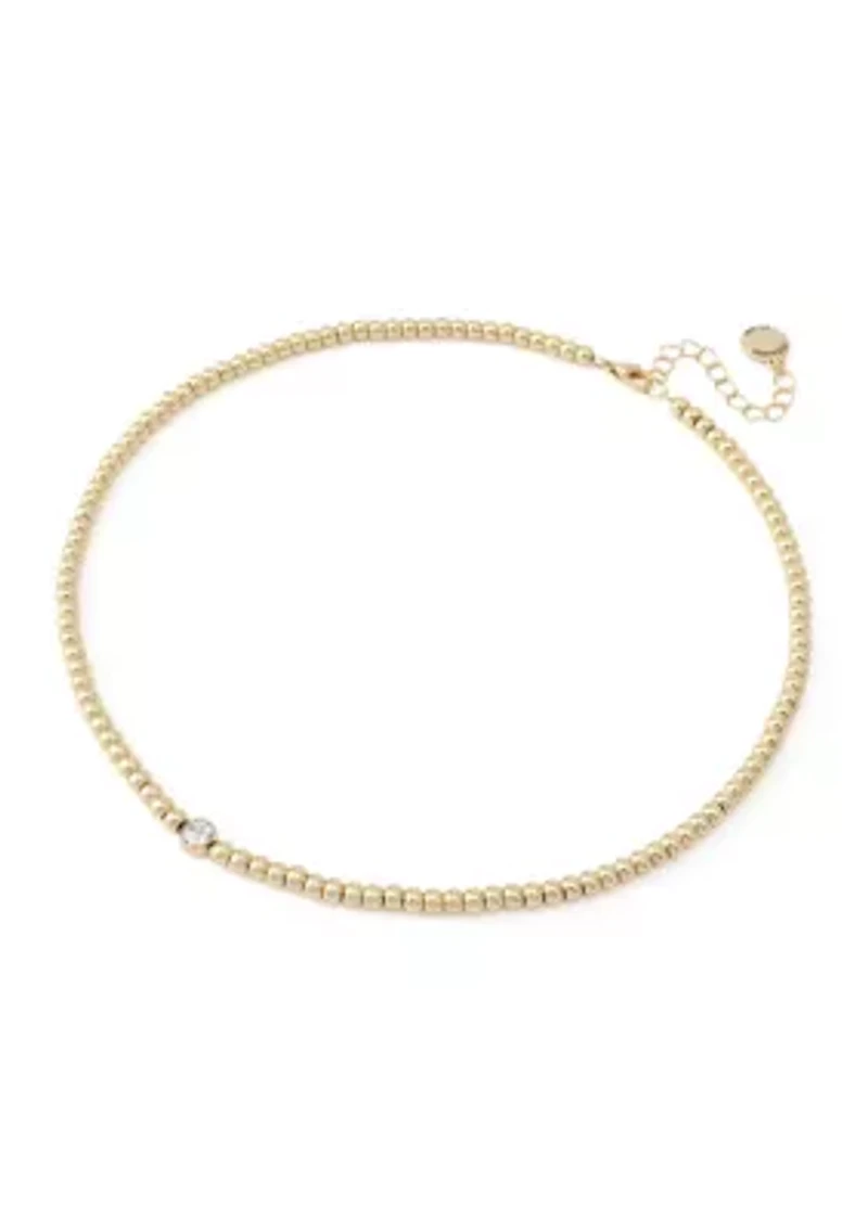 Beaded Crystal Stone Choker Necklace