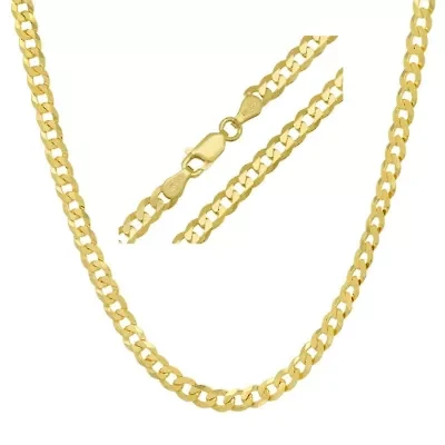 Italian 14k Gold Over Silver 4mm Miami Cuban Curb Chain Necklace - Unisex