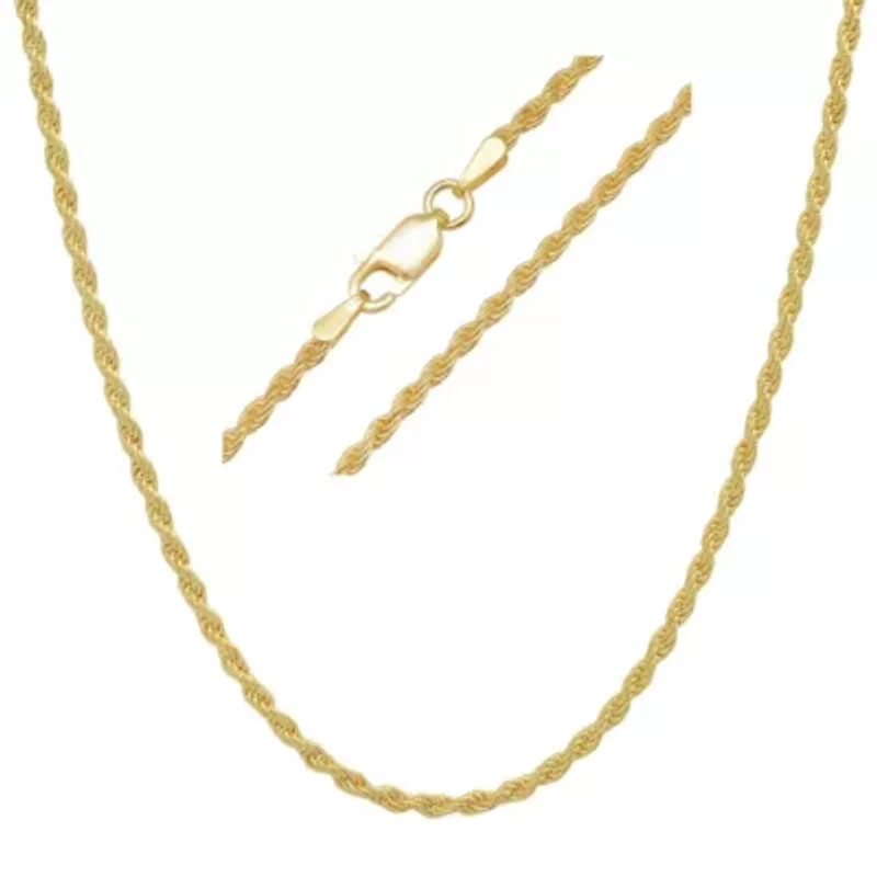 Italian 14k Gold Over Silver 2mm Rope Chain Necklace - Unisex