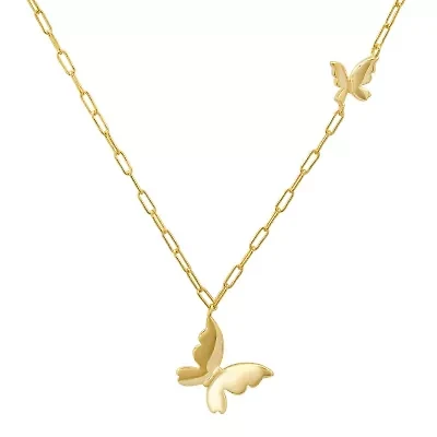Sterling Silver Petite Paper Clip Floating Butterfly Necklace