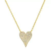 Lab Created 14k Gold Over Silver Elongated CZ Heart Necklace