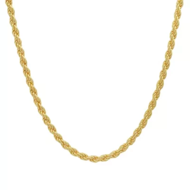 Mens Italian Thick/Heavy 3mm 14k Gold Over Silver Rope Chain Necklace