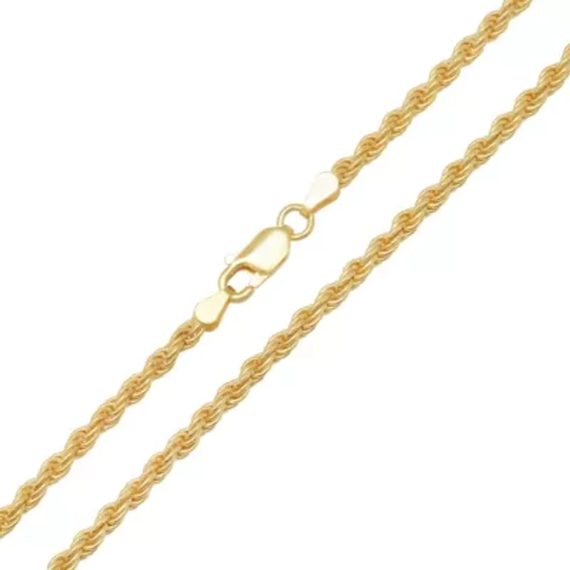 Mens Italian Thick/Heavy 3mm 14k Gold Over Silver Rope Chain Necklace