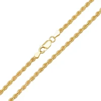 Mens Italian Thick/Heavy 3mm 14k Gold Over Silver Rope Chain Necklace