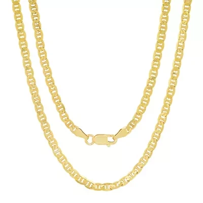 Italian 14k Gold Over Silver 3.3mm Mariner Chain Necklace - Unisex