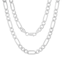 Mens Italian Thick/Heavy Italian Sterling Silver Figaro Chain Necklace