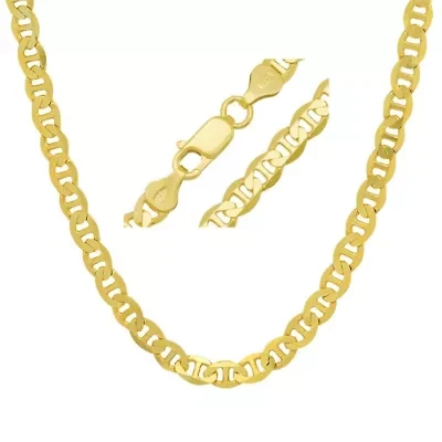 Mens Italian Thick/Heavy 14k Gold Over Silver Mariner Chain Necklace