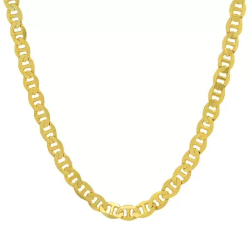 Mens Italian Thick/Heavy 14k Gold Over Silver Mariner Chain Necklace