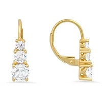 Lab Created Sterling Silver 3-Stone CZ Leverback Earrings