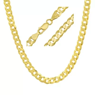 Mens Italian Thick/Heavy 14k Gold Over Silver Miami Cuban Curb Chain Necklace