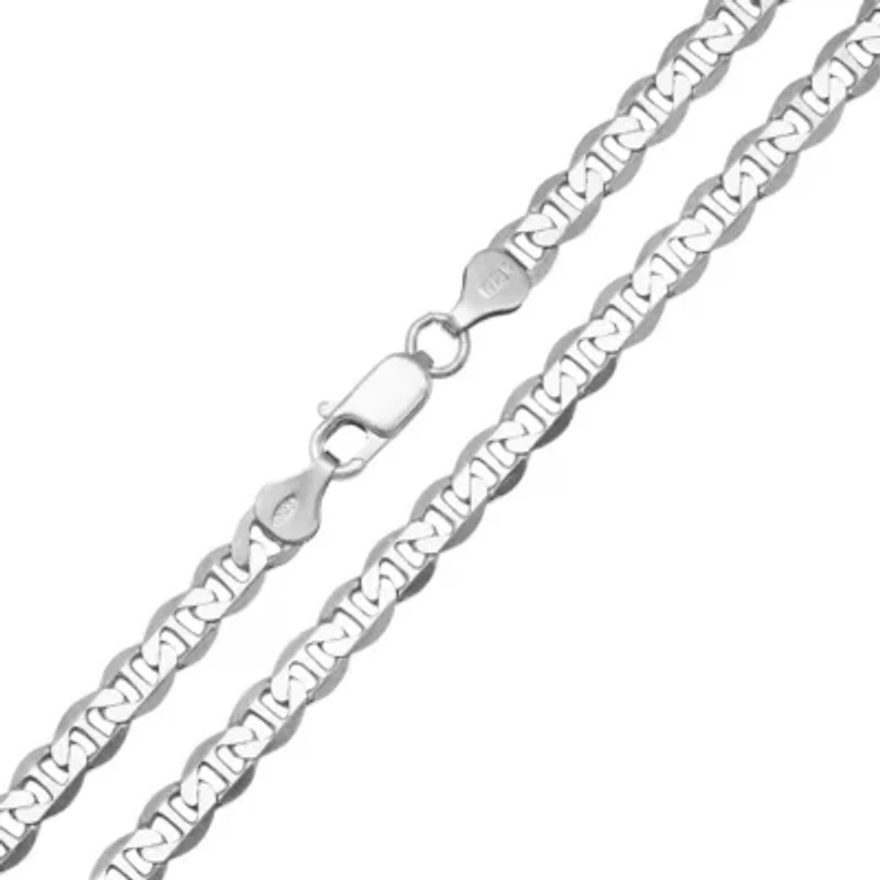 Mens Italian Thick/Heavy Sterling Silver Mariner Chain Necklace