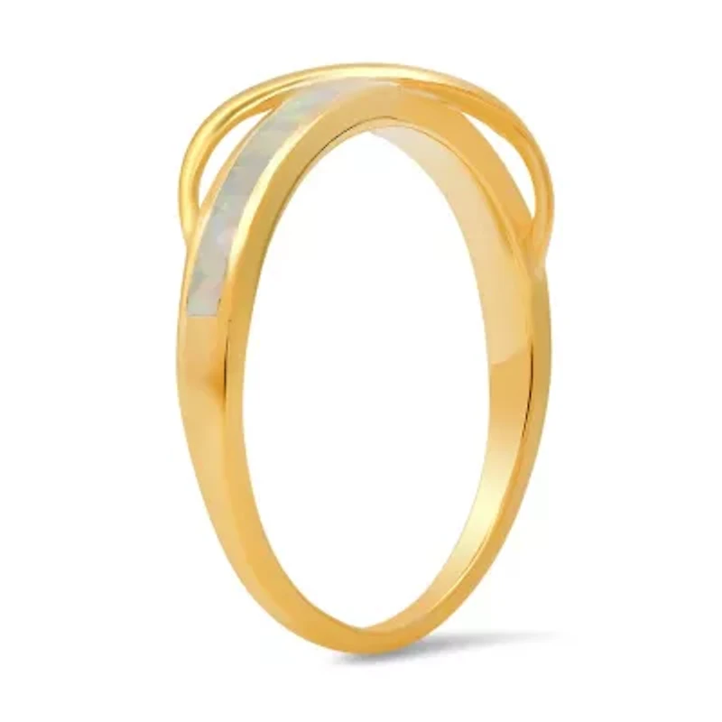 Lab Created Sterling Silver Opal Wave Ring