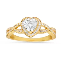 Lab Created Sterling Silver Heart-cut CZ Halo Ring