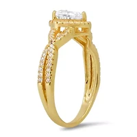 Lab Created Sterling Silver Heart-cut CZ Halo Ring