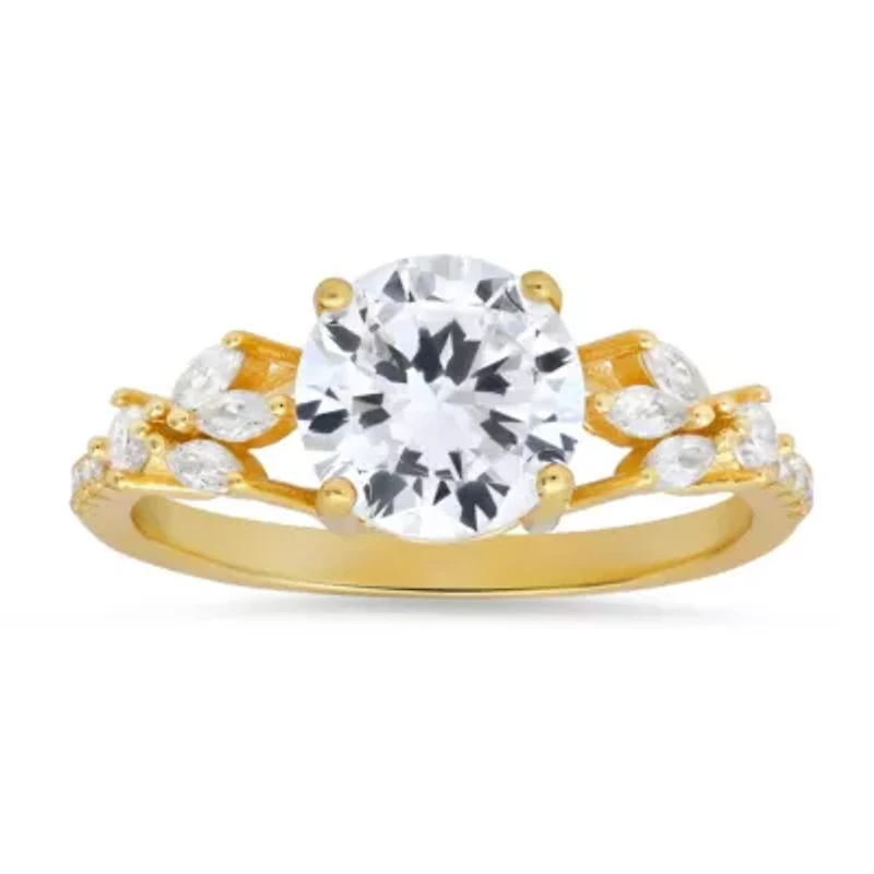 Lab Created Sterling Silver Round & Marquise-cut CZ Ring